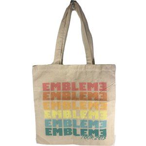 Embleme Tour 2013 - Cream Cotton Canvas Tote Shopping Bag 14.25” X 15.25”